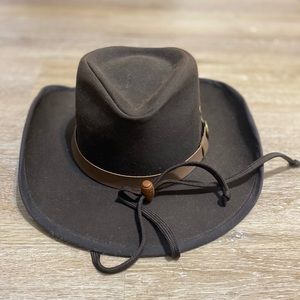 Brown waterproof flat brim sun hat